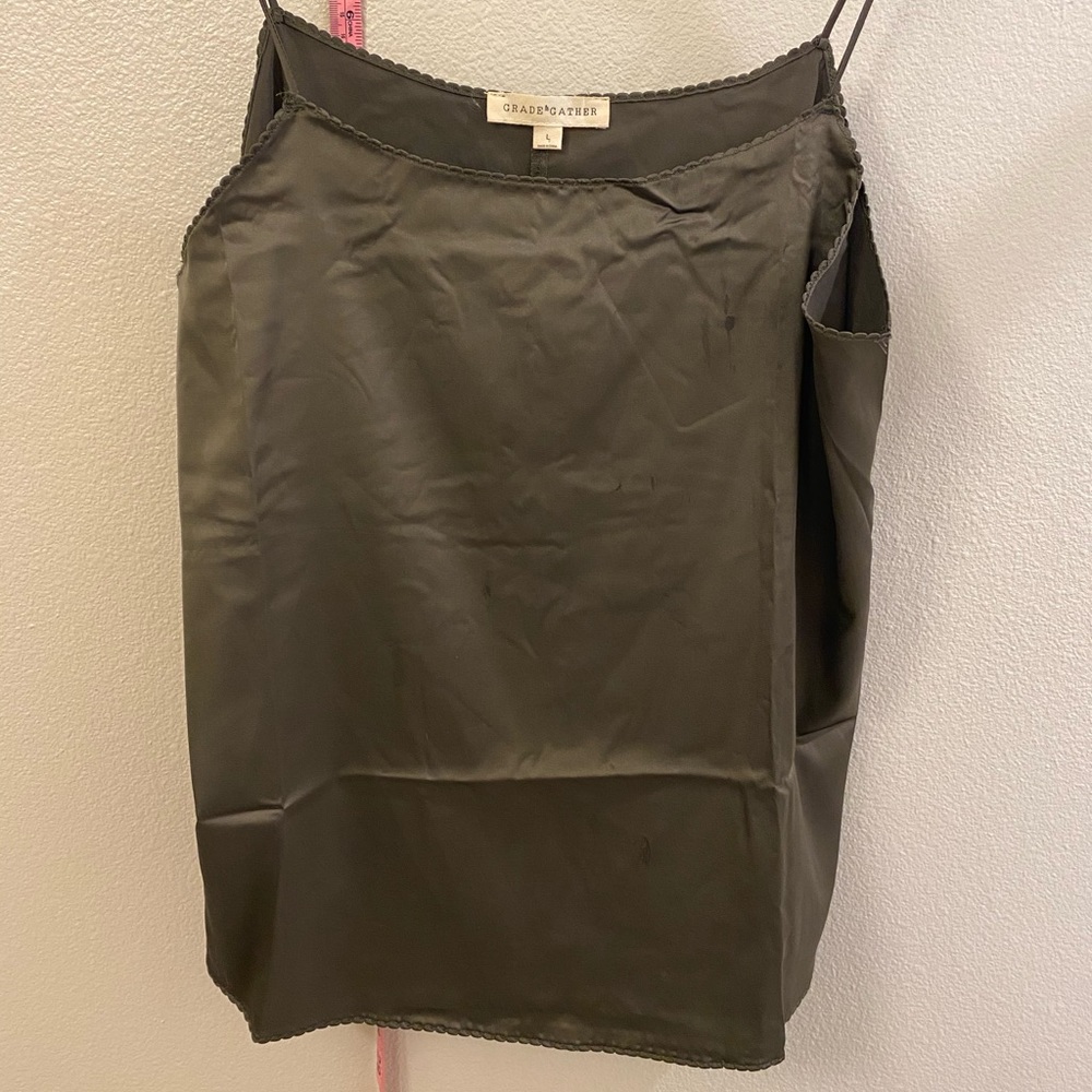 Grade & Gather Olive Green Silk Cami (L)